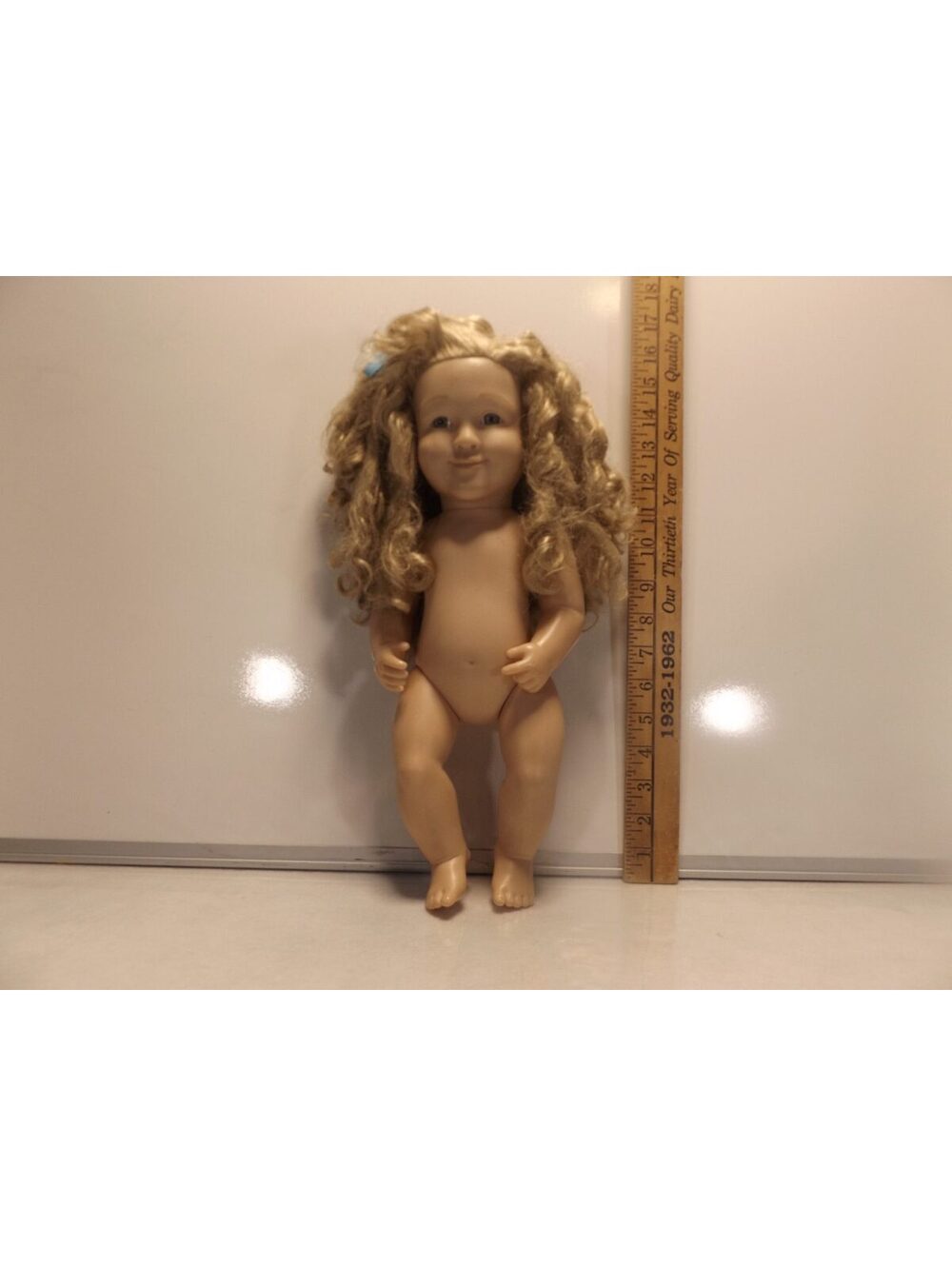 Lakeshore Doll Curly Blonde Hair Vinyl Play Doll No Clothes T17727
